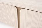 Venice Esszimmer Set – Keramik Esstisch, Sideboard, Spiegel & 6 Stühle in Beige