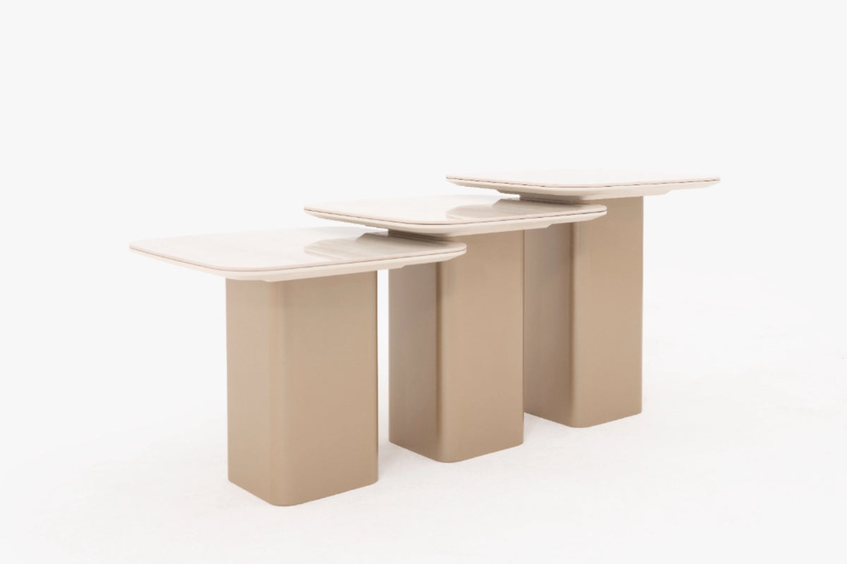 Venice Esszimmer Set – Keramik Esstisch, Sideboard, Spiegel & 6 Stühle in Beige