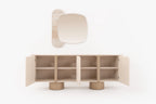 Venice Esszimmer Set – Keramik Esstisch, Sideboard, Spiegel & 6 Stühle in Beige