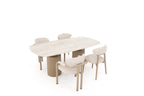 Venice Esszimmer Set – Keramik Esstisch, Sideboard, Spiegel & 6 Stühle in Beige